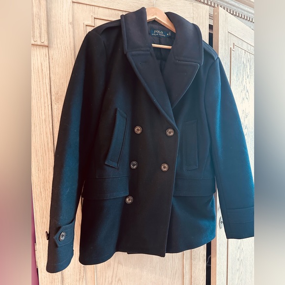 Ralph Lauren Men's Wool Blend Topper Pea Coat Blue Size 38